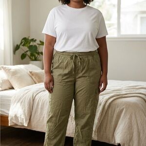 Woman Within Olive Cargo Joggers with Drawstring Waist